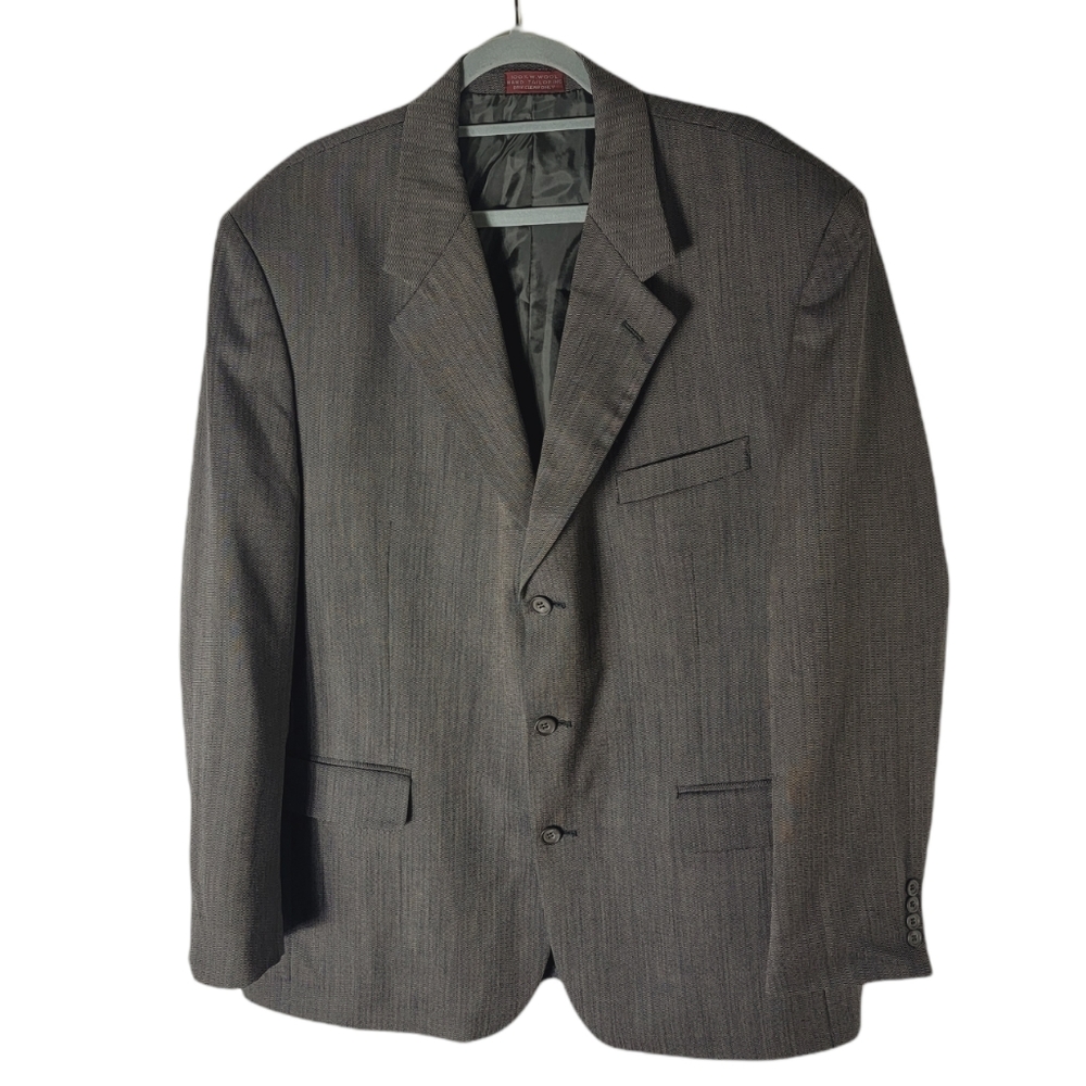 Cordovan & Grey men’s wool chervon blazer 46 long hray hand tailored sport coat